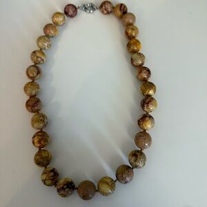 Elegant Brown and Gold Beaded Necklace